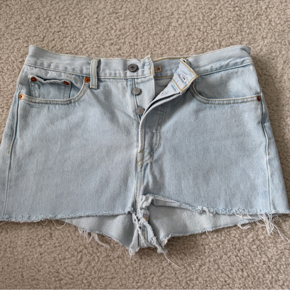 Levi’s Women’s Light Blue Distressed Denim Shorts